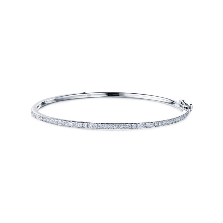 Stackable Bangle with Diamonds in 18k Yellow Gold, 2.10 mm, Style #